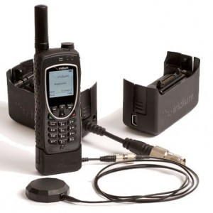 Satellite phone with external antenna (allowing you to call from inside the container, without the risk being attacked by mosquitoes) (Photo: groundcontrol.com)