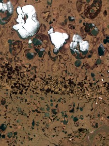 True color composite based on a subset of a Landsat 8 scene recorded on July 5, 2013 (Data:USGS).