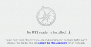 Aufforderung der Installation eines RSS Readers