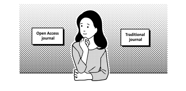 Image of Emma who has to decide between traditional and Open access publishing