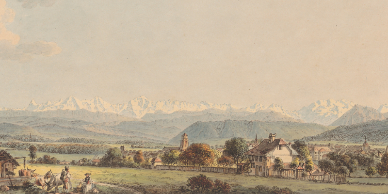  Balthasar Anton Dunker nach Sigmund Gottlieb Studer, Chaîne d'Alpes vue depuis les environs de Berne, 1788 