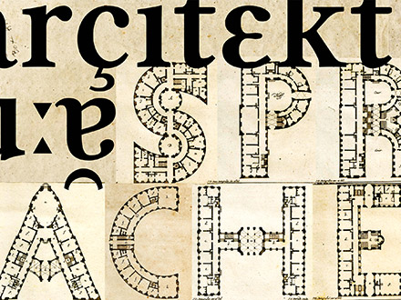Architektur in alten Buchstaben, Sprache als Gebäudeplan