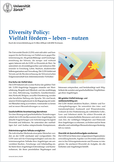 Diversity Policy der Universität Zürich (Cover)