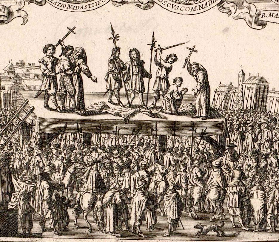 Drei Rebellen der ungarischen Verschwörung und deren Hinrichtung 1671