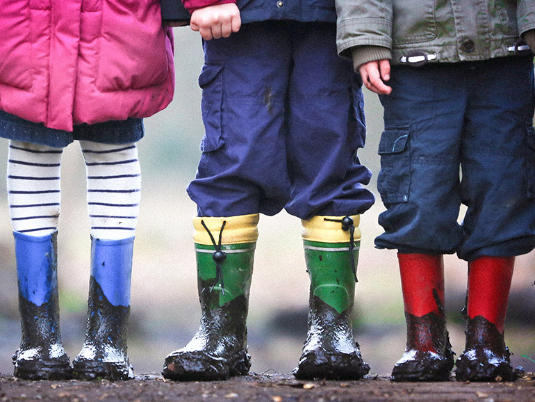 Children wearing wellingtons