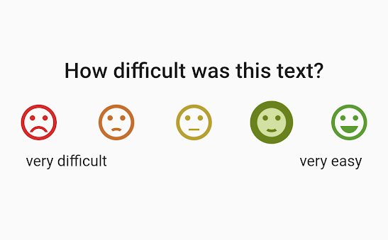 Screenshot of a rating scale for text difficulty