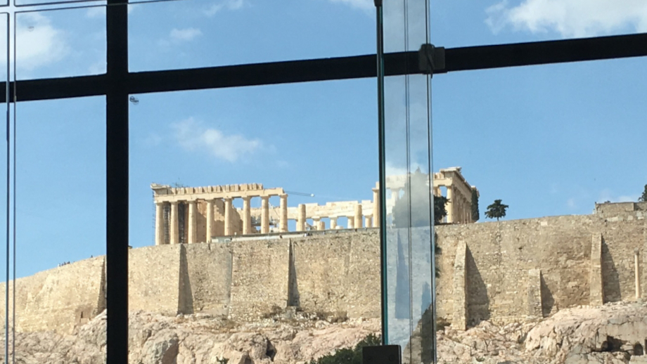Grafik Blick aus Fenster Richtung Akropolis