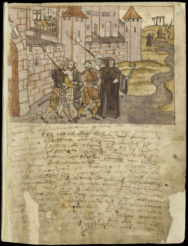 Gang des Steinmetzen Hans von Trient [Johannes Lyn / Giovanni Lynzo] zur Hinrichtung ( 1559 )