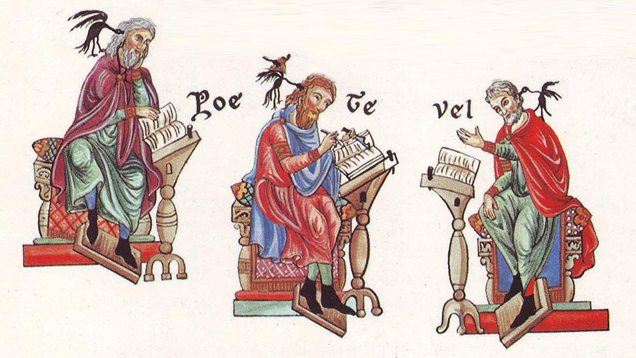 Chroniker bei der Arbeit (Bild aus dem Mittelalter)