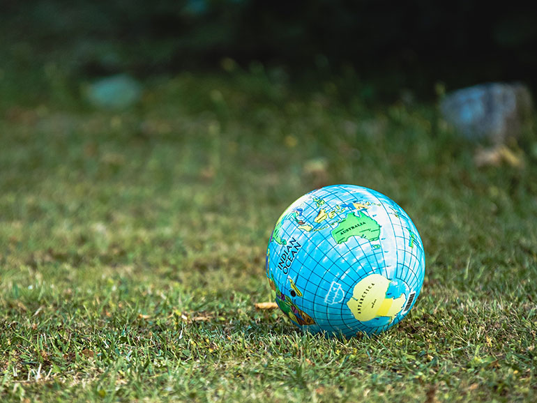 World ball on grass 