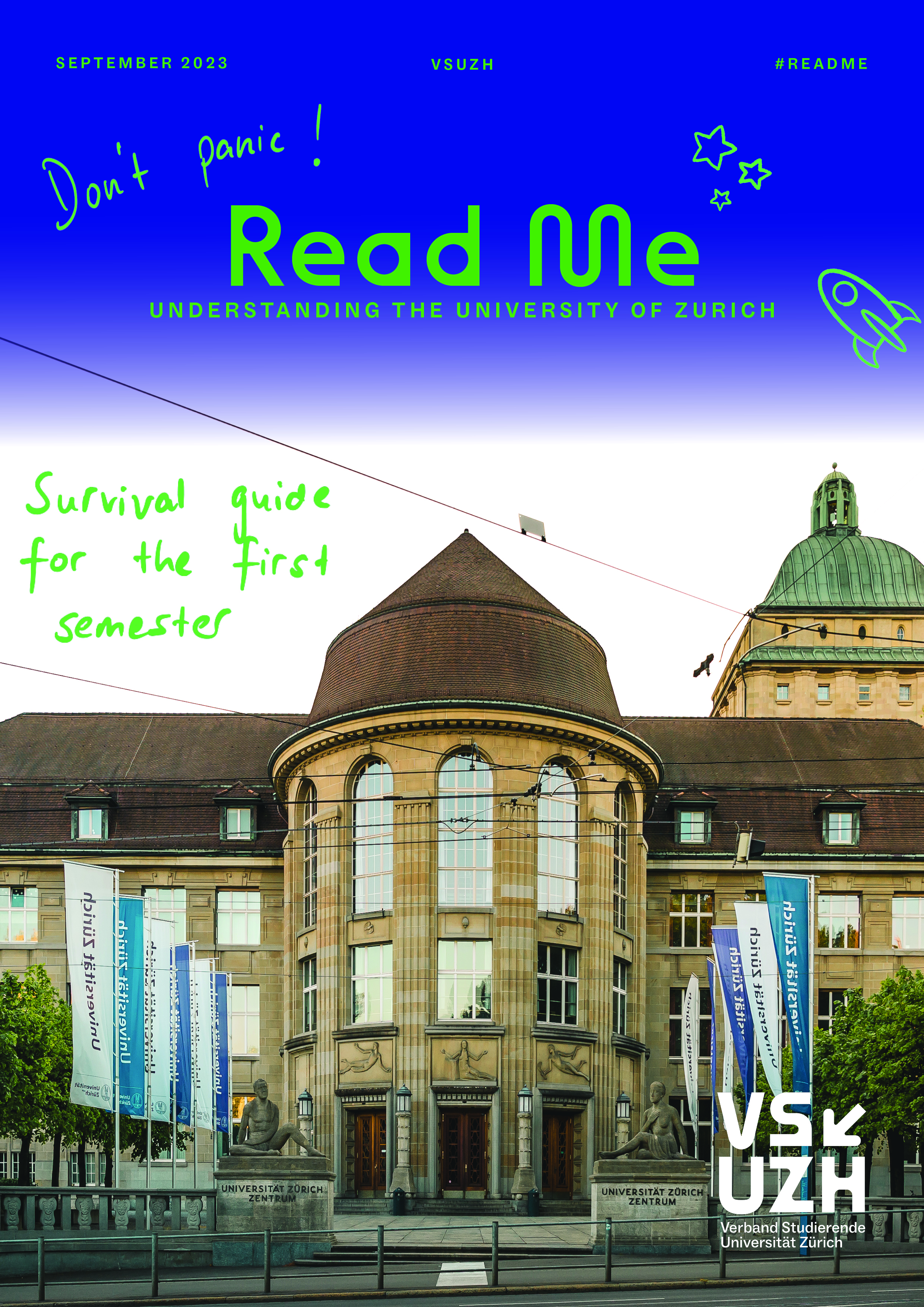 Deckblatt des Studienratgebers "Lies das" mit Foto des Hauptgebäudes