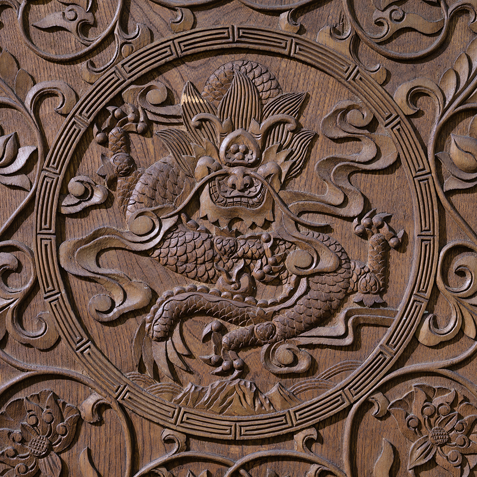 Wooden panel with dragon