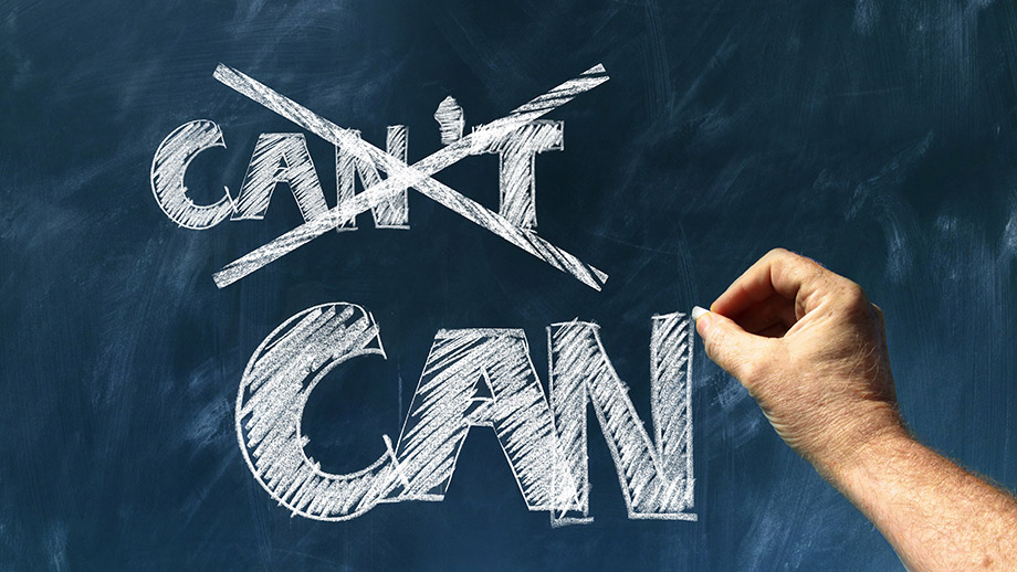 "Can't" and "Can" on black board